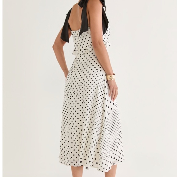 NWT! Francesca's- Donna Tie Strap Polka Dot Midi Dress Size L - Picture 3 of 7